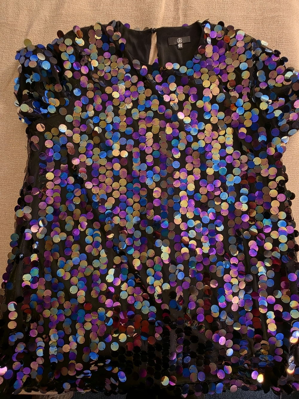 Holographic Sequin Black Party Dress